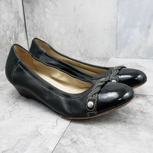 AGL Attilio Giusti Leombruni Black Leather Toe Cap Small Wedge Shoes Women 7.5 - Picture 1 of 6