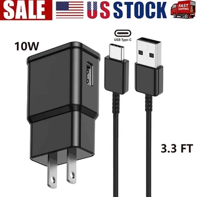 适用于三星 Fast Charging Cord 3.3 英尺 C 型充电器 USB 壁式充电器块黑色 — 第 1/4 张图片