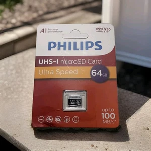 Philips V30 64GB Micro SD Card Memory - For Action Camera / Galaxy Phone S8 S9 - Picture 1 of 2