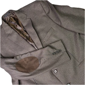 Lauren Ralph Lauren Blazer Sport Coat Men 48R Brown Elbow Patch Herringbone - Picture 1 of 15