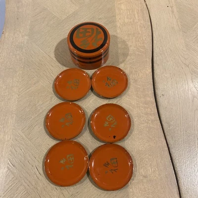 Juego de 6 posavasos vintage The Oriental Inc. con contenedor Foto 1 de 4