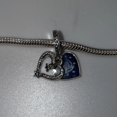 Pandora Celestial Shooting Star Heart Double Dangle Charm 792356C01 - Image 1 of 4
