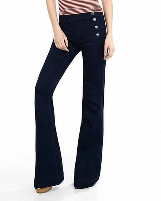 Pantalones de mezclilla para mujer Express Bell acampanados tiro medio talla 4 nuevos sin etiquetas Foto 1 de 4