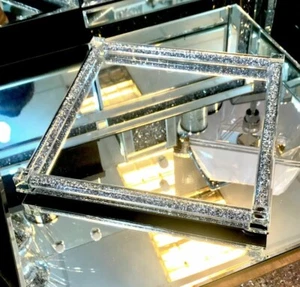 CRYSTAL FILLED TRAY FOR TEA COFFEE SUGAR DIAMOND CRUSHED JARS CANISTERS STORAGE - Picture 1 of 1