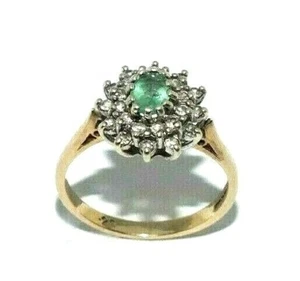 Damen / Damen 9ct Gelb Gold Ring Set mit Einem Cluster Diamanten, UK Größe - Bild 1 von 7