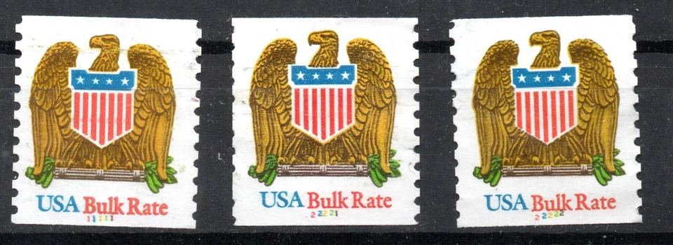 US Scott #2603 Plate number Coils, #11111, 22221, & 22222 - Image 1 of 1