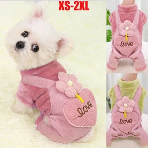 Winter Pet Cat Dog Clothes Jumpsuit Puppy Love Warm Coat Jumper Vest Apparel AU - Picture 1 of 17