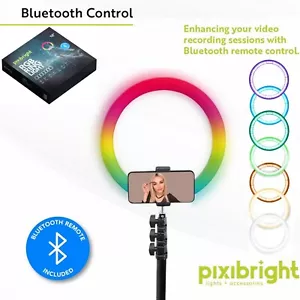 RGB Ring Light 12" 1.6m Tripod Stand Phone Mount Bluetooth Remote Selfie Video - Picture 1 of 10