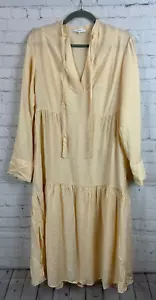 VINCE beige viscose lyocell blend long sleeve dress kaftan size S - Picture 1 of 10