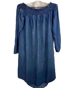 Isabel Maternity denim long sleeve off the shoulder dress medium - Picture 1 of 6