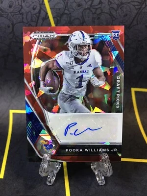 2021 Panini Prizm Draft Picks Football Pooka Williams Jr RC Red Cracked Ice Auto - Image 1 of 2