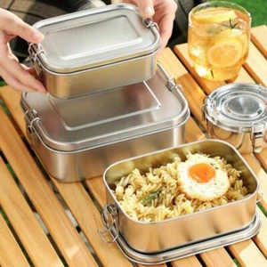 304 Stainless Steel Square Bento Box Durable Leakproof Food Storage Container - Picture 1 of 21