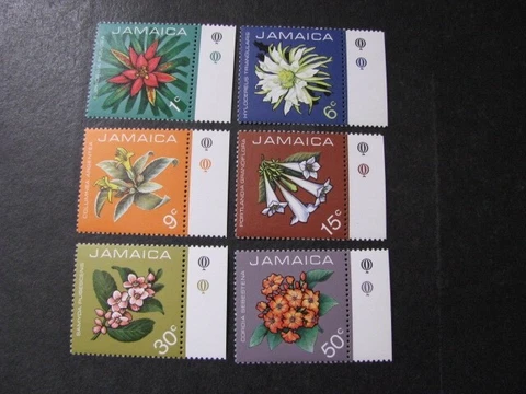 Jamaica Stamp Flowers Set Scott # 369-374 Never Hinged Unused Cover