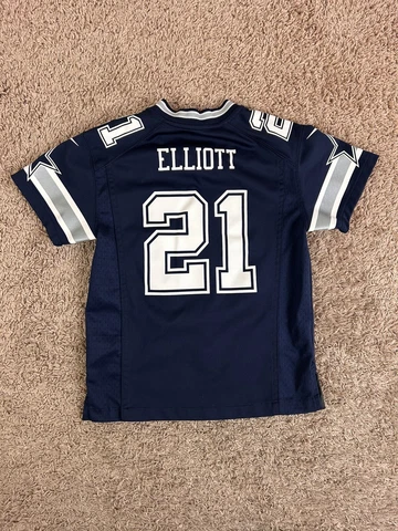 Nike On Field Dallas Cowboys Ezekiel Elliott #21 Jersey Youth Size Small (8) Cover