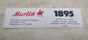 Pegatina vintage para caja de armas de fuego Marlin, calcomanía, etiqueta, rifle 1895 (segundo), .45/70 - Imagen 1 de 3