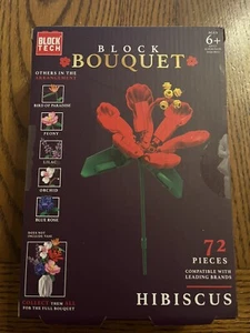 NEW, Block Bouquet HIBISCUS Flower Building Block Set 72 Pieces - Picture 1 of 2