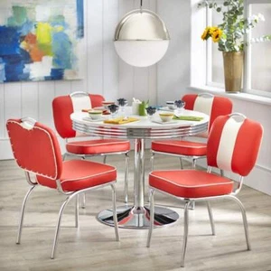 5 Piece Red Finish Vintage Retro American Style Dining Set - Picture 1 of 6