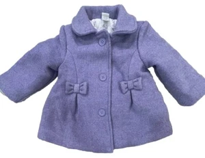 Toddler Baby Girl 18mth Lavender Bows Button Down Winter Coat (only) Little Me - Picture 1 of 12