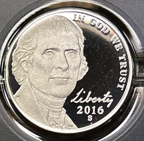 2016 S Proof Jefferson Nickel from Proof Set with Free Shipping Cover
