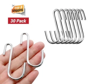 30Pack Heavy Duty S Rack Hooks Hanging for Kitchenware Pots Utensils Clothes Bag - Picture 1 of 5