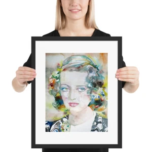 Retrato acuarela BETTE DAVIS - Póster ENMARCADO - ¡Varios tamaños! pintura estampada - Imagen 1 de 7