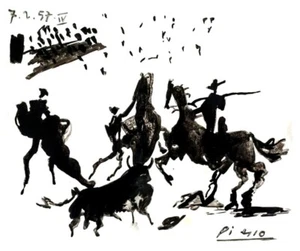 SIGNED ORIG 1957 PICASSO!! Ink on Paper EX: DAUGHTER'S ESTATE/CHRISTIES CV $5000 - Picture 1 of 5