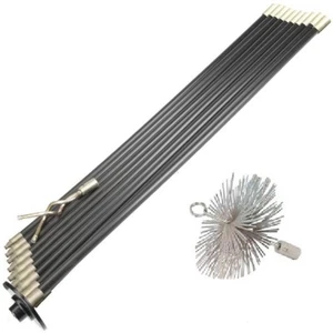 Flue Set For Drain Chimney Sweep Sweeping Brush Plunger Worm Screw 10mm Brush - Picture 1 of 1