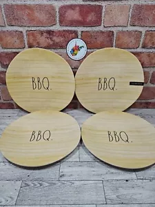 4 Pc Rae Dunn BBQ Melamine 10.5" Dinner Plates Wood Grain Textured NWT - Picture 1 of 4