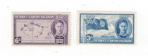 2 estampillas de las Islas Turcas y Caicos KGVI 1940 MH - Imagen 1 de 2