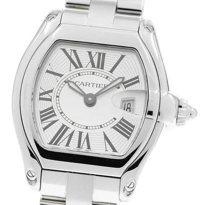 Reloj de cuarzo para dama Cartier Roadster SM W62016V3 fecha esfera plateada_910327 Foto 1 de 4