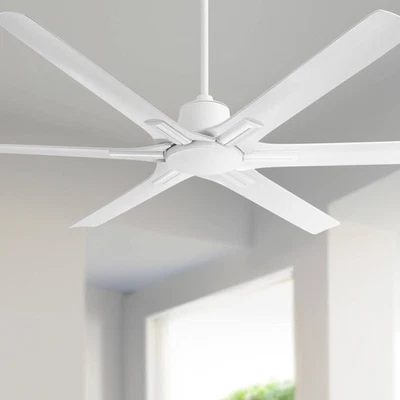 60" Casa Vieja Matte White Damp Rated Ceiling Fan with Remote - Image 1 of 4