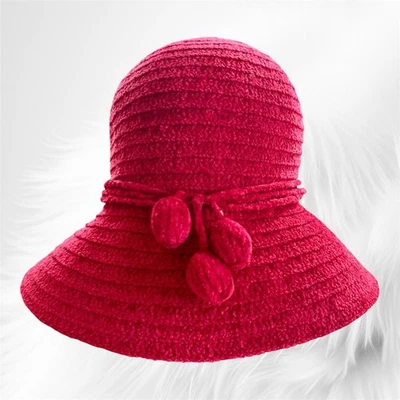 Sombrero de chenilla Betmar New York rojo estilo cubo para mujer joya logotipo vacaciones X627KO Foto 1 de 4