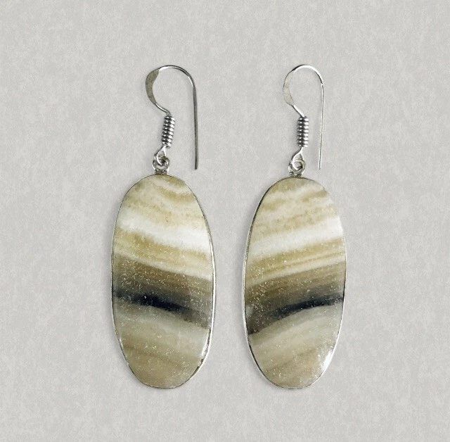 Зебра кальцит кристалл | капли подвеской серьги | серебро 925 - Изображение 1 из 1