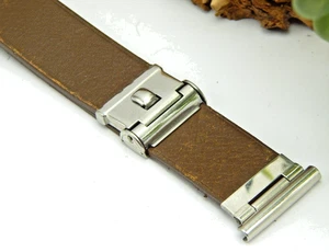 Rare Vintage watch band Brown Leather Forstner Komfit Nasa sliding clasp 19mm - Picture 1 of 7