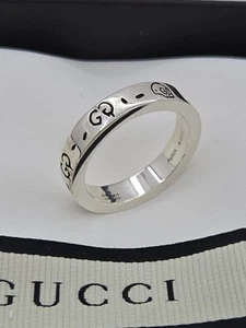 Gucci Ring , Ghost , Aureco, 4mm, Sterling Silver, Size 7.5, New - Picture 1 of 7