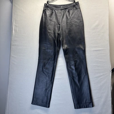 Investments Wmns Size 8Genuine Lambskin Leather Pants Black Straight Leg - Image 1 of 4