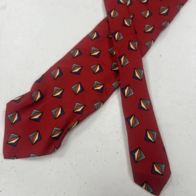 Paul Stuart Men's Red Geometric Silk Neck Tie $178 - Image 1 of 4