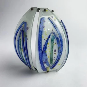 Vintage Art Glass Sconce Italian Murano Mid Century Modern Style 7”w X 8.75”h - Picture 1 of 16