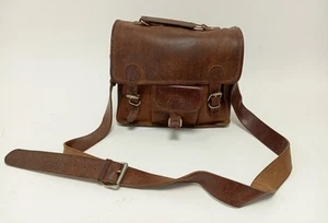 Vintage Unisex Scaramanga Brown Leather Satchel Messenger Bag Pre Owned - Picture 1 of 10