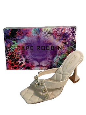 Sandalia de tacón alto Cape Robbin Melina Off White/Bling Stiletto para mujer talla 9 Foto 1 de 4