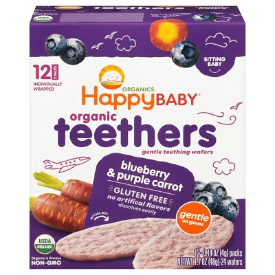 Happy Baby Wafer arándano y zanahoria púrpura orgánica 1,7 oz (paquete de 6) Foto 1 de 2