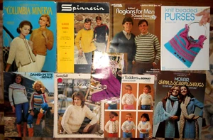 Lote de 9 libros de patrones vintage de los años 60 a 80 tejidos y ganchillo Aran Mohair niños pequeños - Imagen 1 de 6