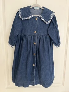 Vtg Cottontail Originals Karen Marie’s Denim Long Sleeves Dress Girl Size 4 T - Picture 1 of 5