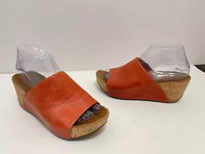 Chocolat Blu Manny Womens Burnt Orange Leather Open Toe Wedge Sandal SZ 7.5 cork - Picture 1 of 20