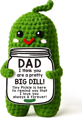 Fathers Day Gifts from Daughter or Son - Funny Crochet Pickle Plush with Big Dil Foto 1 de 4