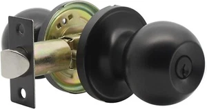 Perillas redondas de acero inoxidable manija de entrada bloqueo de paso con juego de llaves negro - Imagen 1 de 2