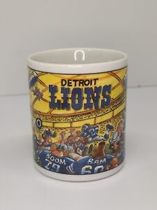 Vintage Detroit Lions Custom Edge Inc. Team NFL coffee mug Bruce Day Illustrator