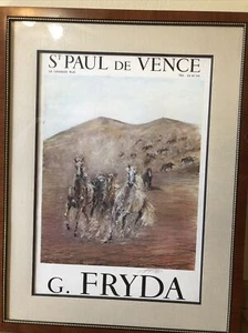 G. Fryda St Paul de Vence Galerie Signed Poster "Wild Horses" 1980 Framed - Picture 1 of 12