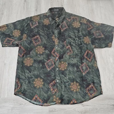 Vintage Structure Silk Button Down Short Sleeve Shirt Floral Geometric XL - Image 1 of 4