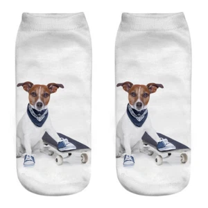 Girl Teen Socks Dog Pit Bull Skateboard Whimsical Read Size New Free Shipping - Picture 1 of 5